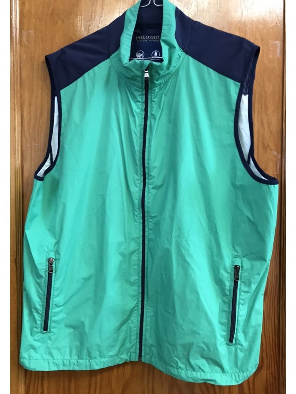 VTG Polo Golf Ralph Lauren Vest Large L Navy Blue Green Windbreaker Lightweight